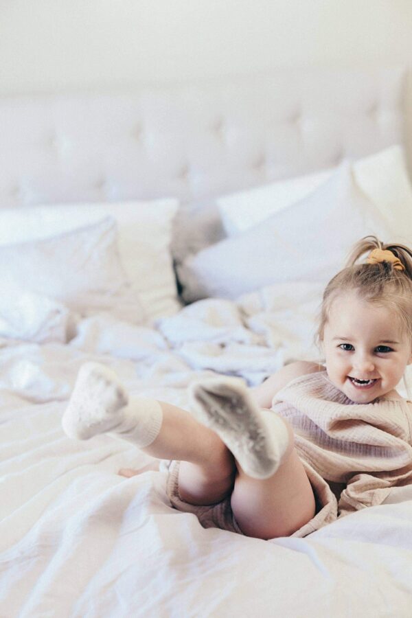 Chaussettes courtes antidérapantes en coton pour bébé avec motif de re