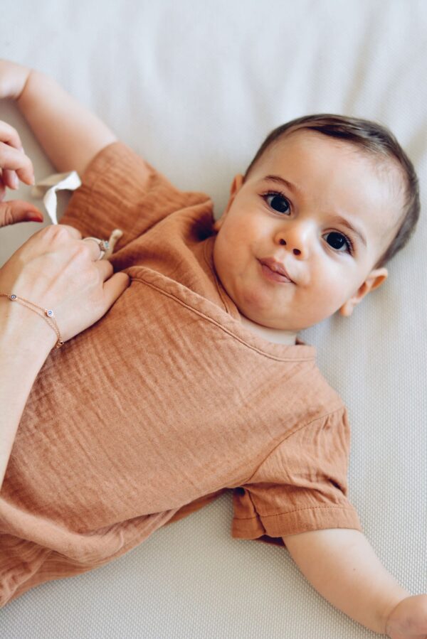 Barboteuse bébé en gaze de coton - vêtement made in Lyon
