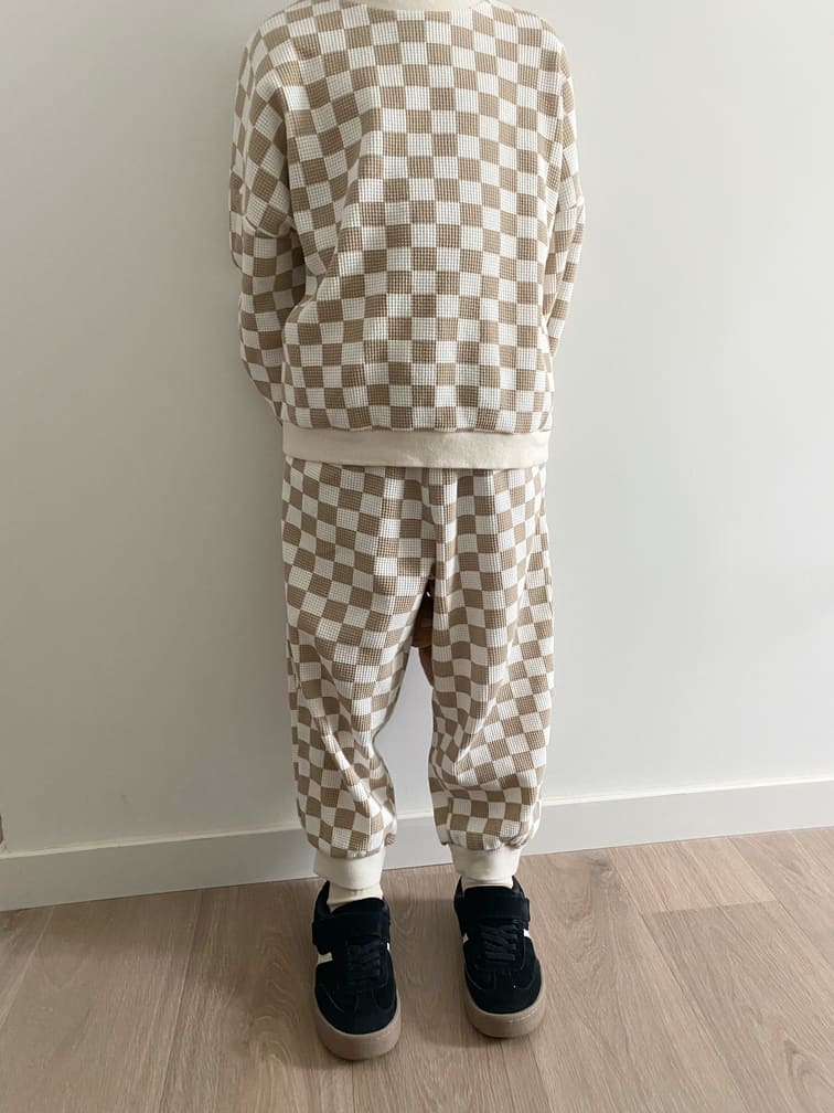 Ensemble Oversize Gaufré | Damier - La Camel - Sundays Kids Store